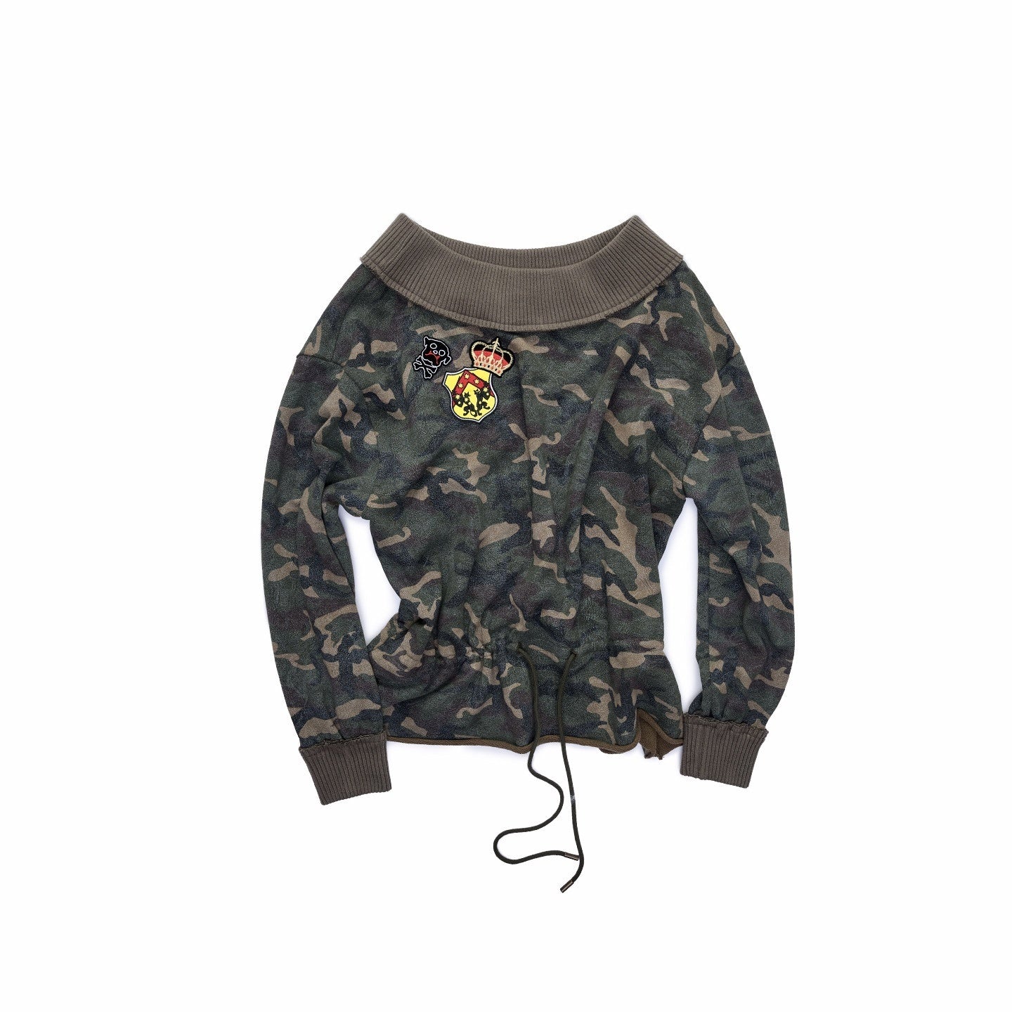 1JINN_STUDIO_Camouflage_Asymmetrical_Embroidered_Badge_Drawstring_Women&