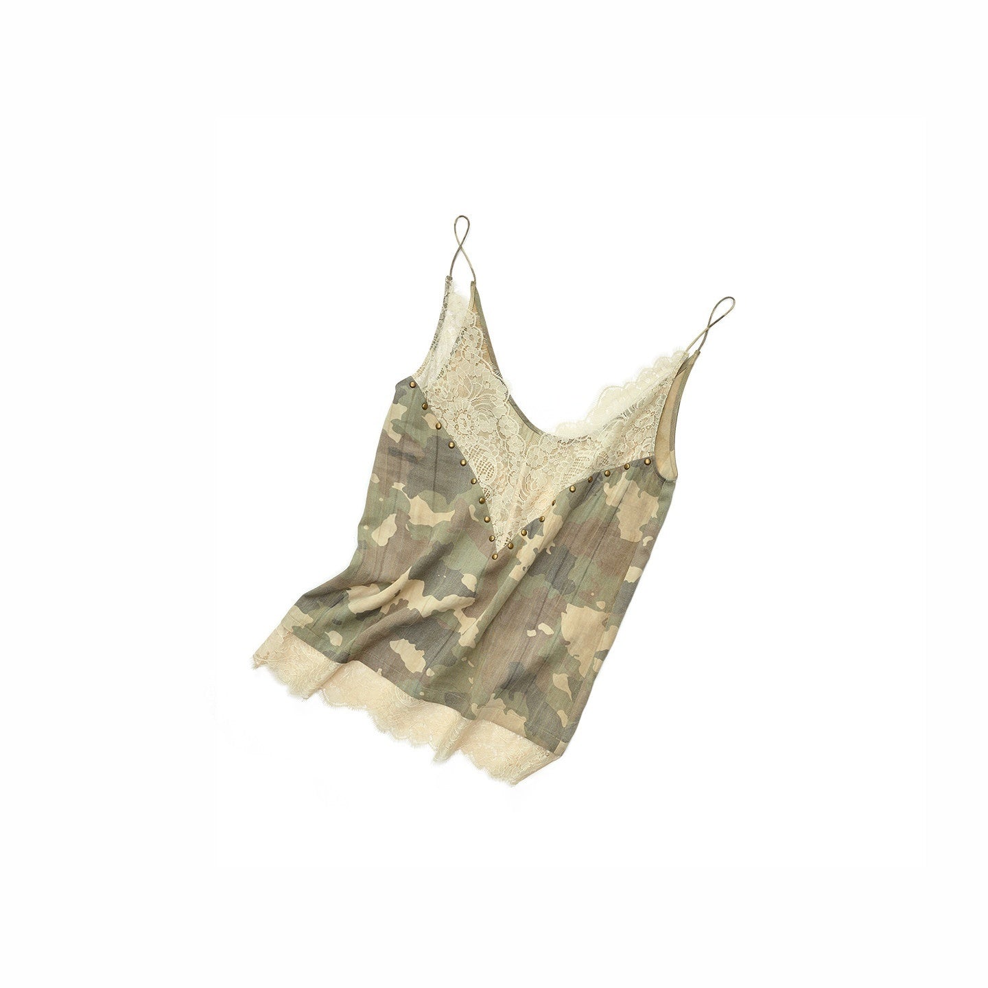 1JINN_STUDIO_Camouflage_Lace_Patchwork_Rhinestone_V-neck_Women&