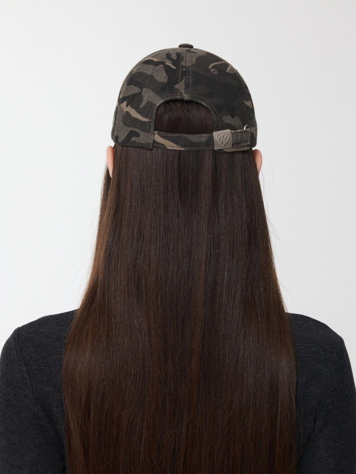 1JINN STUDIO Camouflage Washed Distressed Star Stud Deep Wide Brim Women&