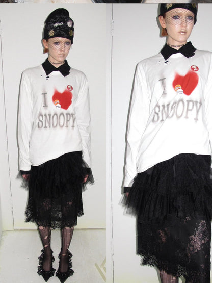 1JINN STUDIO Cartoon American Vintage Print Washed Loose Relaxed Women&