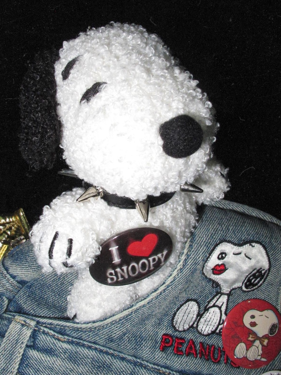 1JINN STUDIO Cartoon Beagle Plush Riveted Stud Collar Charm Pendant Women&