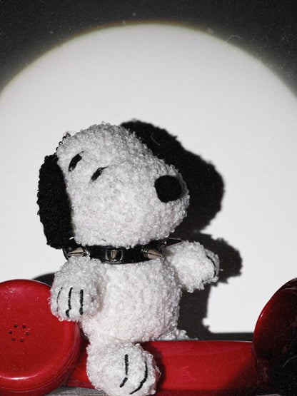 1JINN STUDIO Cartoon Beagle Plush Riveted Stud Collar Charm Pendant Women&
