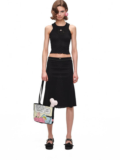 1JINN STUDIO Cartoon Jacquard Knit Vest Women&