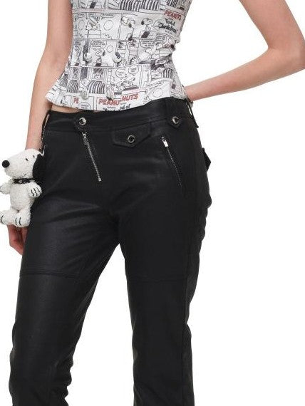 1JINN STUDIO Cartoon Print Lace Fishbone Slim Fit Women&