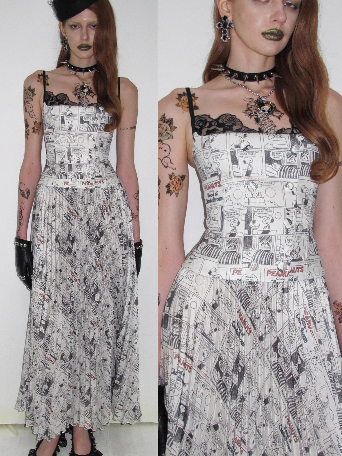 1JINN STUDIO Cartoon Print Lace Fishbone Slim Fit Women&