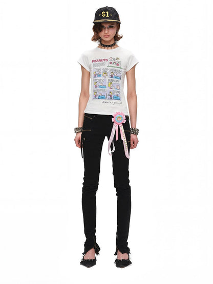 1JINN STUDIO Cartoon Print Slim Fit Set In Shoulder Women&