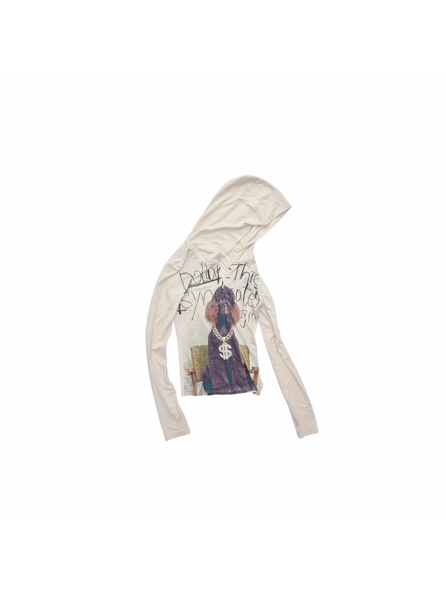 1JINN STUDIO Cat Dog Love Alphabet Print Hooded Zip Slim Fit Women&