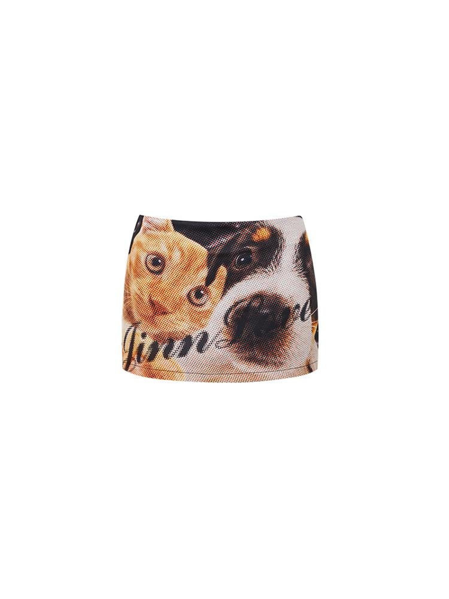 1JINN STUDIO Cat Dog Print Bodycon Low Waist Hip Hugging Women&