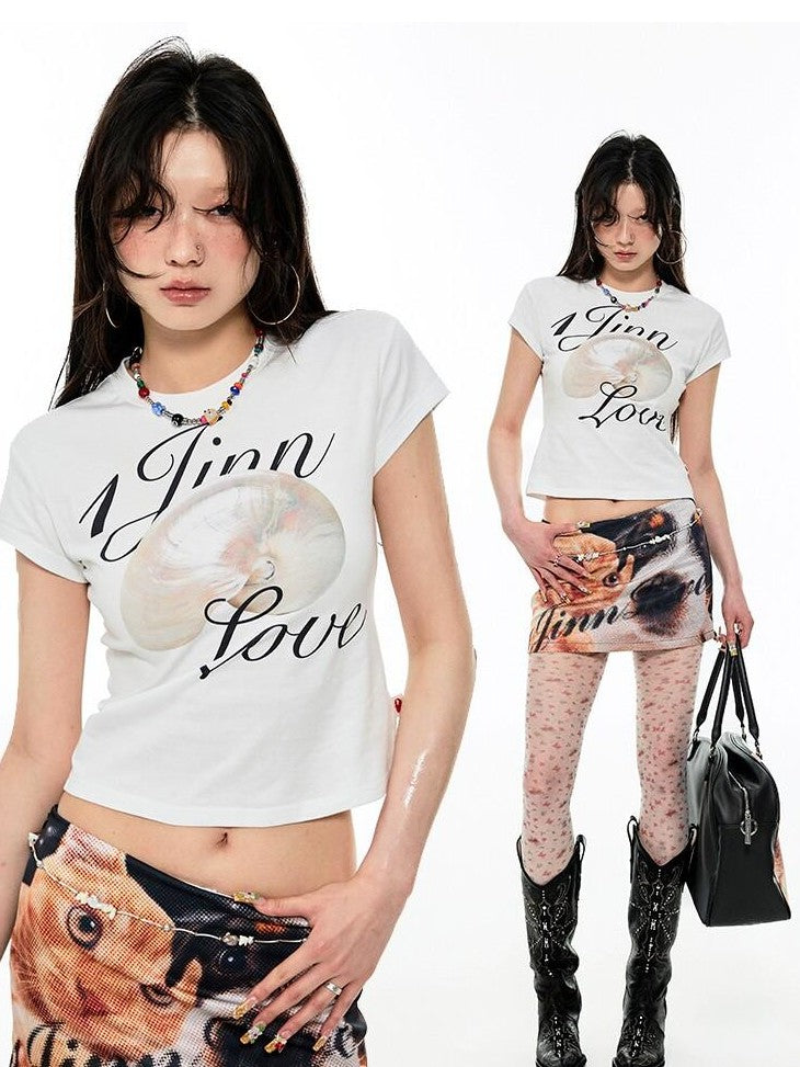 1JINN STUDIO Cat Dog Print Bodycon Low Waist Hip Hugging Women&