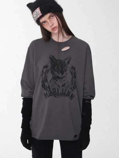 1JINN STUDIO Cat Ear Hand Sewn Label Solid Color Women&