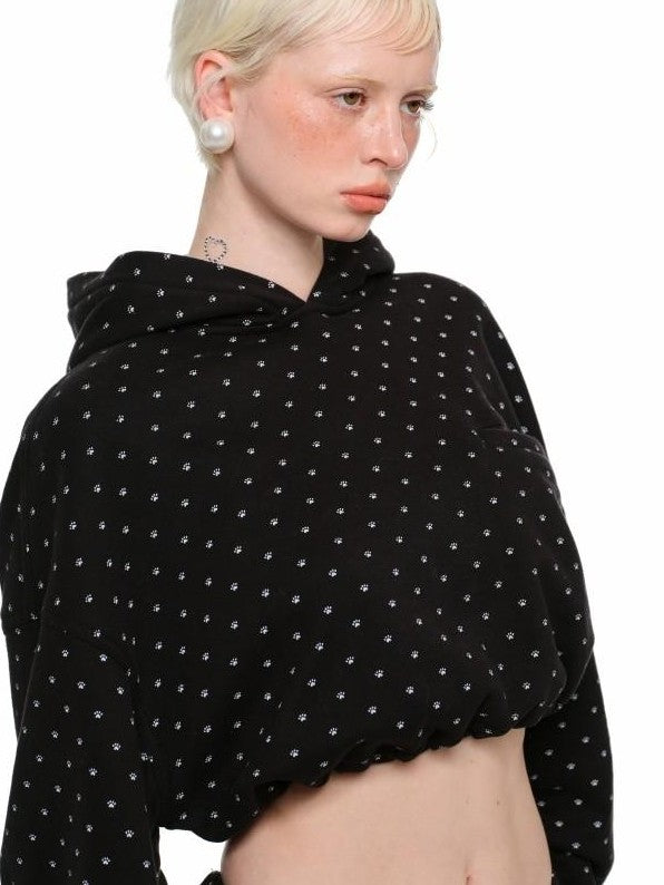 1JINN STUDIO Cat Paw Polka Dot Hooded Zip Cardigan Women&