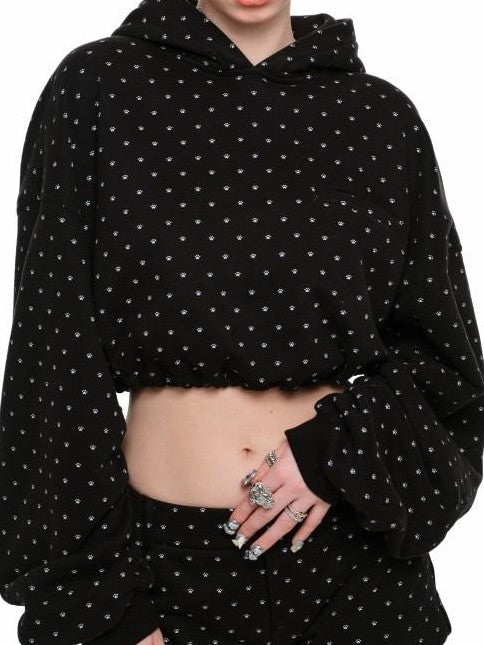 1JINN STUDIO Cat Paw Polka Dot Hooded Zip Cardigan Women&