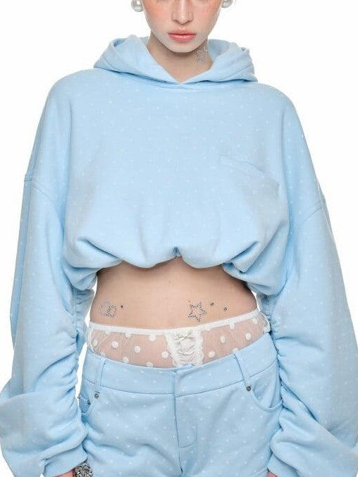 1JINN STUDIO Cat Paw Polka Dot Hooded Zip Cardigan Women&
