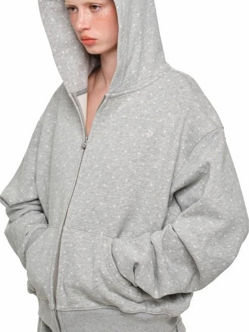 1JINN STUDIO Cat Paw Polka Dot Hooded Zip Cardigan Women&
