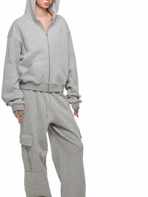 1JINN STUDIO Cat Paw Polka Dot Hooded Zip Cardigan Women&