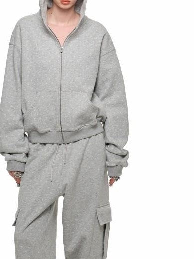 1JINN STUDIO Cat Paw Polka Dot Hooded Zip Cardigan Women&