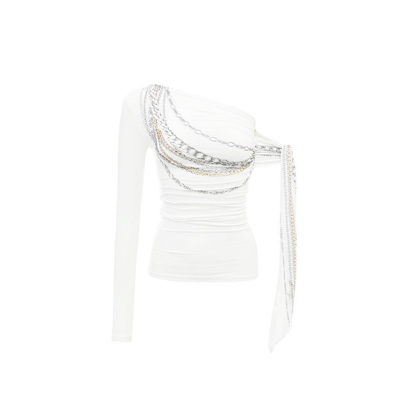 1JINN_STUDIO_Chain_Print_French_One_Shoulder_Ribbon_Off_Shoulder_Women&