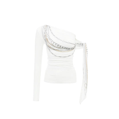 1JINN_STUDIO_Chain_Print_French_One_Shoulder_Ribbon_Off_Shoulder_Women&
