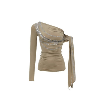 1JINN_STUDIO_Chain_Print_French_One_Shoulder_Ribbon_Off_Shoulder_Women&