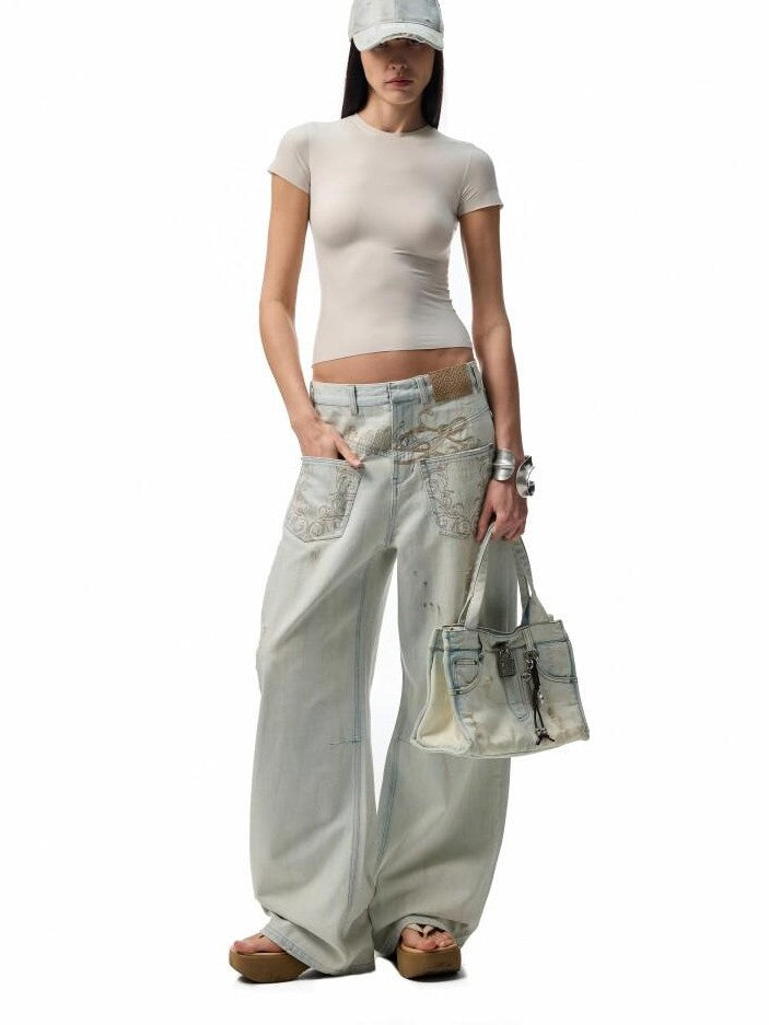 1JINN STUDIO Classic Washed Distressed Ripped Women&