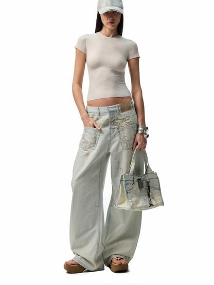 1JINN STUDIO Classic Washed Distressed Ripped Women&