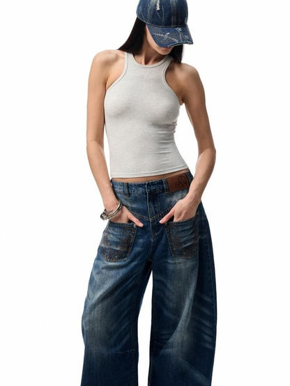 1JINN STUDIO Classic Washed Distressed Ripped Women&