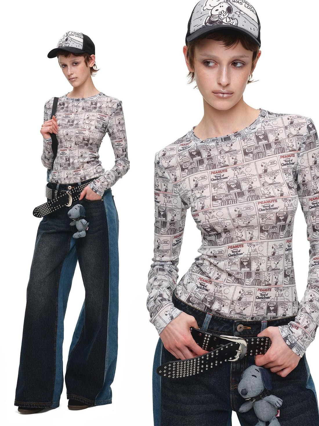 1JINN STUDIO Color Block Comic Print Streetwear Women&