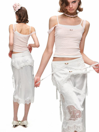 1JINN STUDIO Colorblock Asymmetrical Faux Two Piece Women&