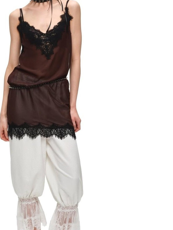 1JINN STUDIO Colorblock Deep V Lace Spliced Two Piece Women&