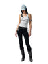 1JINN STUDIO Colorblock Faux Two Piece U Neck Slim Fit Women&