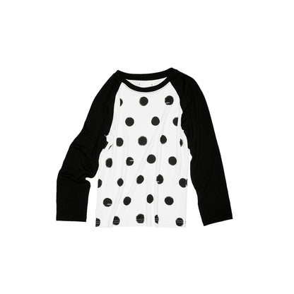 1JINN_STUDIO_Colorblock_Polka_Dot_Print_Raglan_Three_Quarter_Sleeve_Women&
