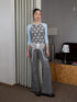 1JINN STUDIO Colorblock Polka Dot Print Raglan Three Quarter Sleeve Women&