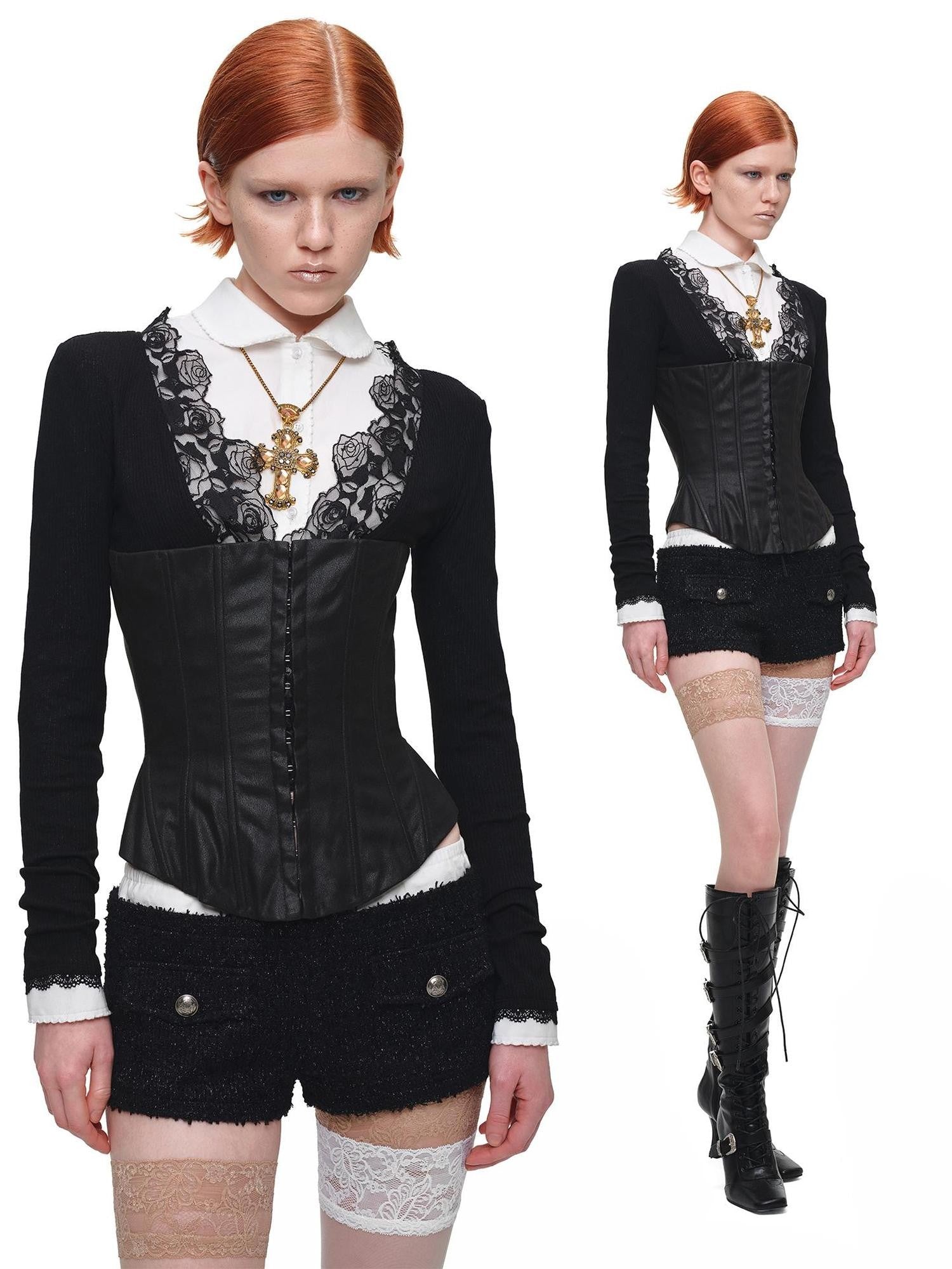 1JINN STUDIO Court Vintage Embroidered Lace Doll Collar Women&
