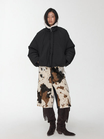 1JINN STUDIO Cow Print Patchwork Cargo Women&