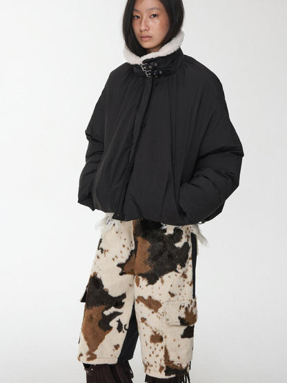 1JINN STUDIO Cow Print Patchwork Cargo Women&