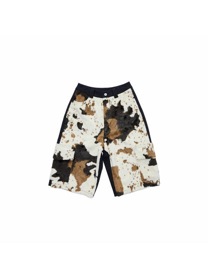 1JINN STUDIO Cow Print Patchwork Cargo Women&
