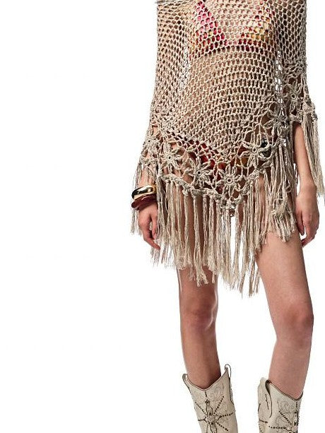 1JINN STUDIO Crackle Embroidered V Cut Pointed Women&