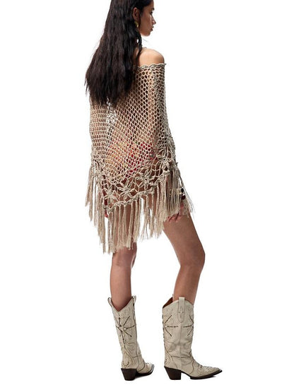 1JINN STUDIO Crackle Embroidered V Cut Pointed Women&