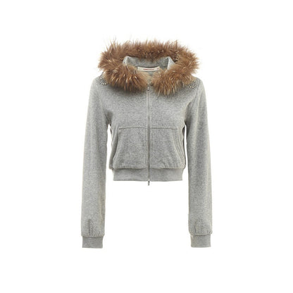 1JINN_STUDIO_Cropped_Raccoon_Fur_Trim_Hood_Micro_Flare_Slim_Women&