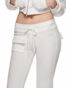 1JINN STUDIO Cropped Raccoon Fur Trim Hood Micro Flare Slim Women&