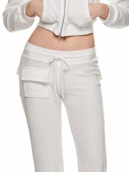 1JINN STUDIO Cropped Raccoon Fur Trim Hood Micro Flare Slim Women&