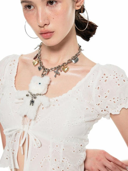 1JINN STUDIO Cute Cat Charm Bag Pendant Necklace Waist Chain Women&
