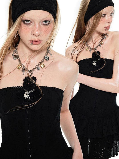 1JINN STUDIO Cute Cat Charm Bag Pendant Necklace Waist Chain Women&