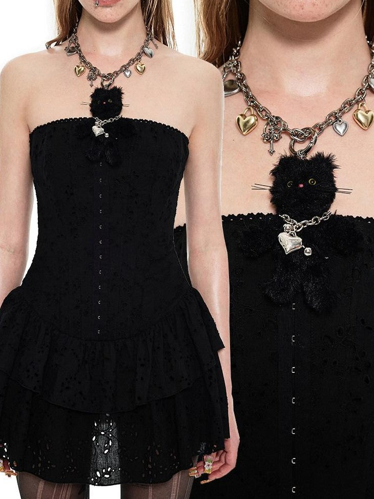 1JINN STUDIO Cute Cat Charm Bag Pendant Necklace Waist Chain Women&