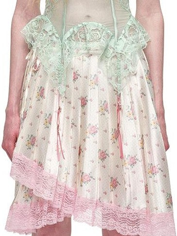 1JINN STUDIO Delicate Micro Sheer Fishbone Panel Lace Trim Women&