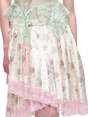 1JINN STUDIO Delicate Micro Sheer Fishbone Panel Lace Trim Women&