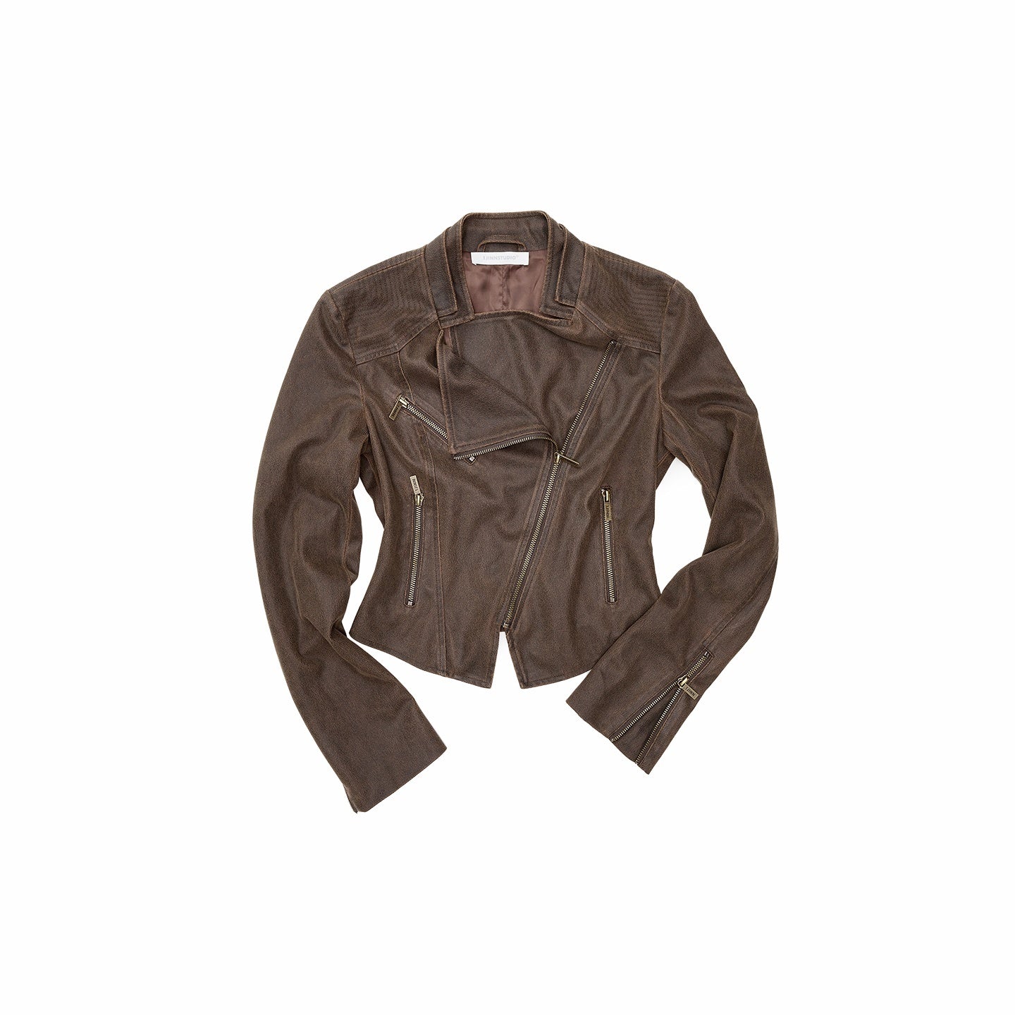 1JINN_STUDIO_Distressed_Double_Collar_Zip_Short_Slim_Women&