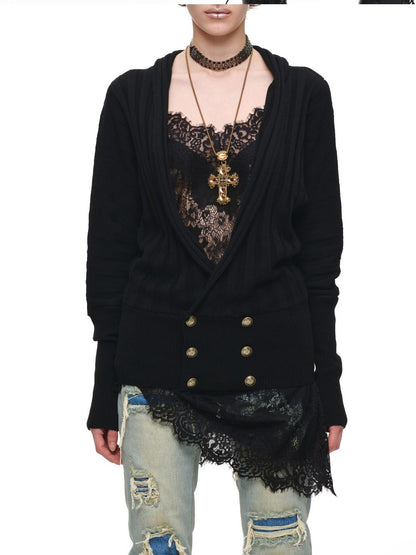 1JINN STUDIO Distressed Double Patch Frayed Faux Rips Women&