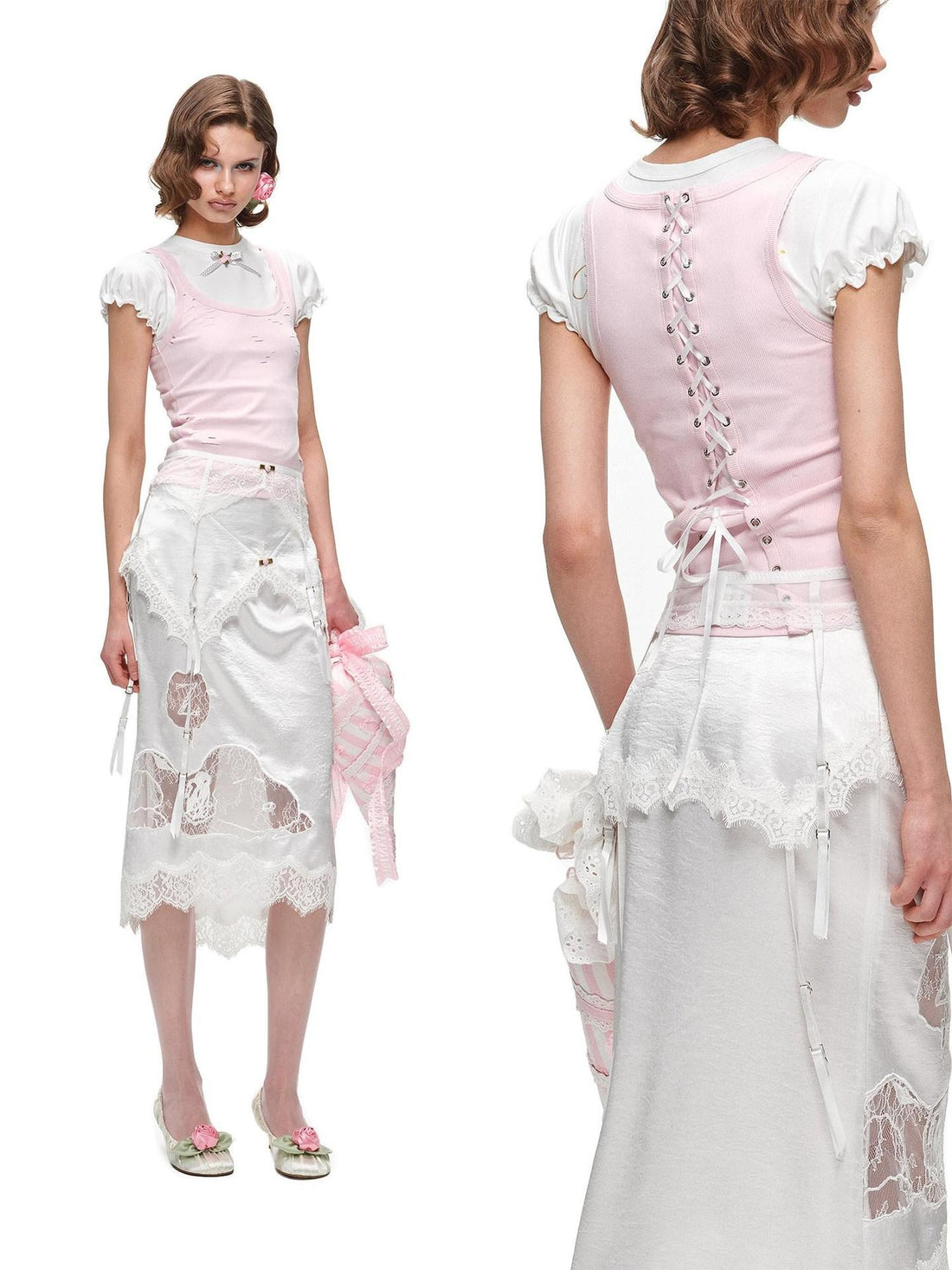 1JINN STUDIO Distressed U Neck Racerback Cross Tie Slim Women&