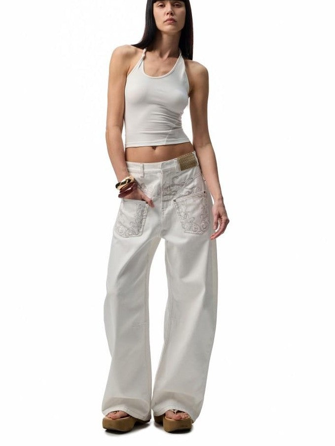 1JINN STUDIO Distressed Wash Low Rise Women&